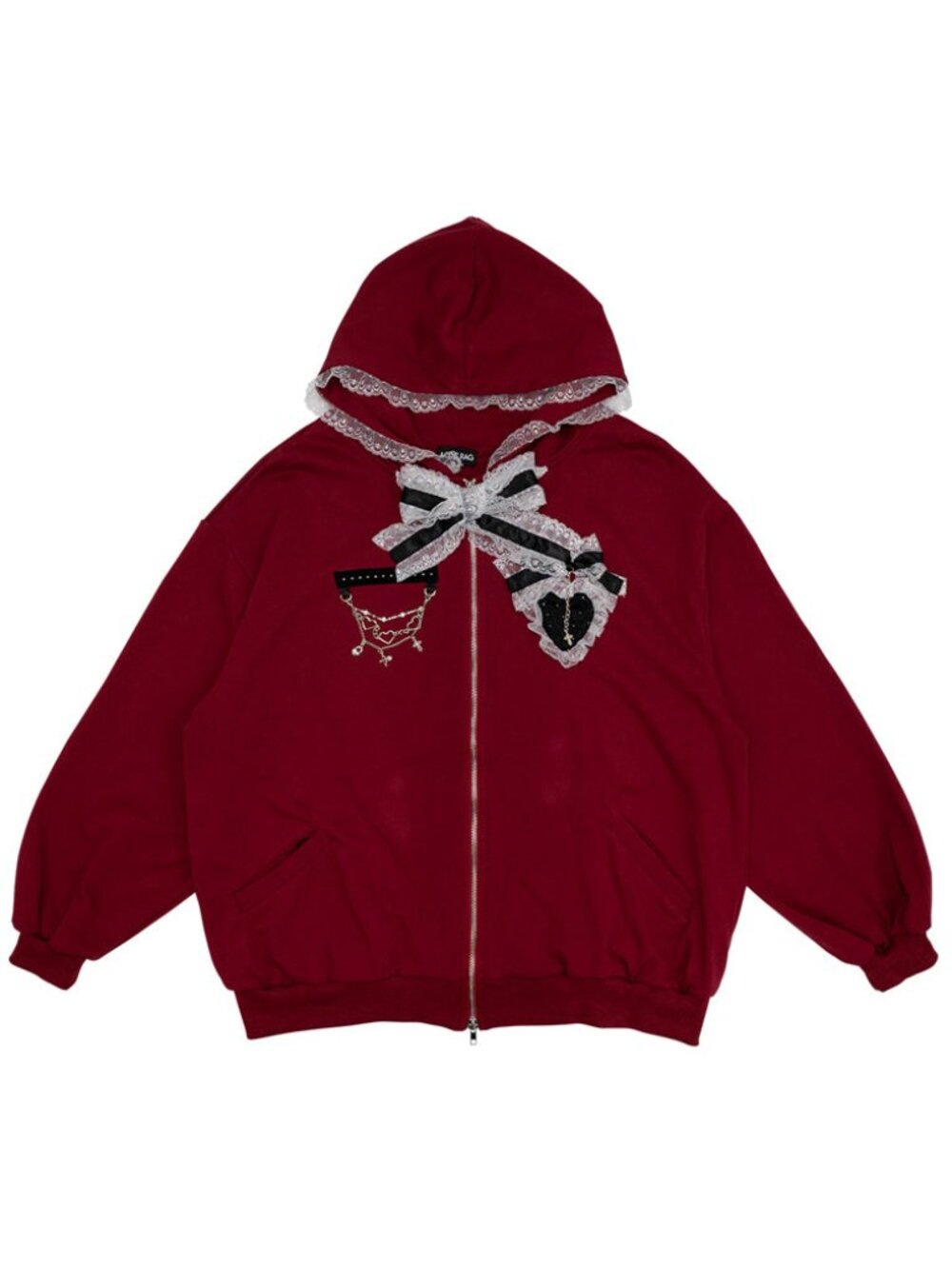 NEW ACDC RAG Swaying Heart Dark Jirai Oversized Zip Up Hoodie